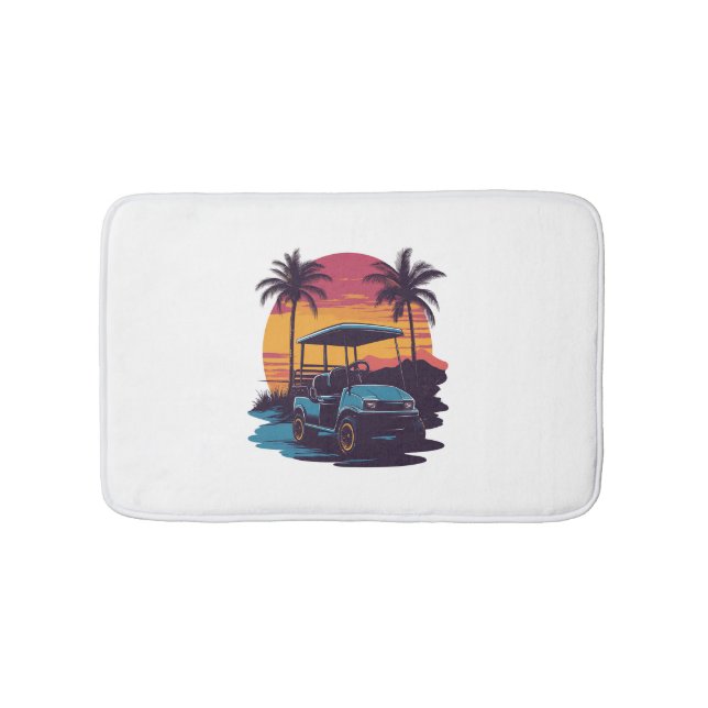 Tapis De Bain Golf Panier Palmiers Coucher de soleil Ensemble Vi (Devant)