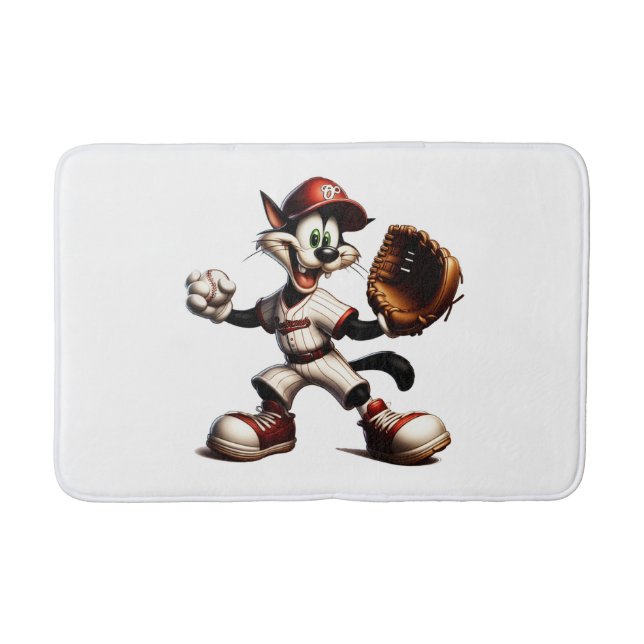 Tapis De Bain Goofy Cat Baseball Pitcher Monte (Devant)