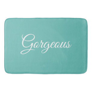 Tapis De Bain Gorgeor Your Message, Script blanc, Turquoise lége
