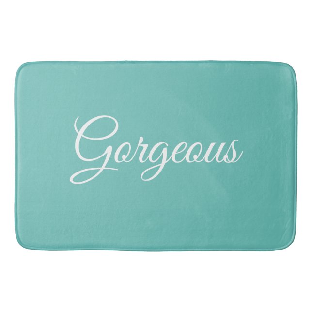 Tapis De Bain Gorgeor Your Message, Script blanc, Turquoise lége (Devant)