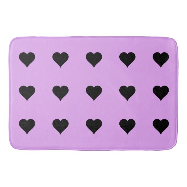 Tapis De Bain Goth Rose et Black Heart Design (Devant)