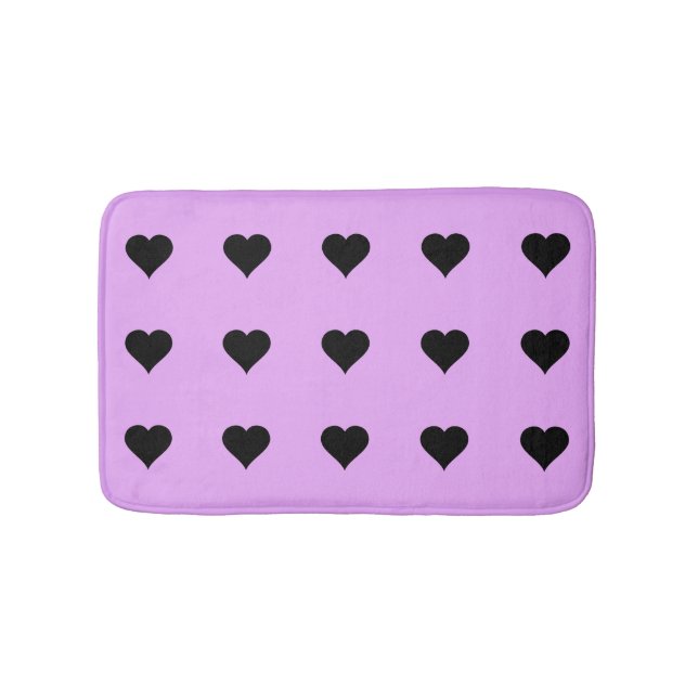 Tapis De Bain Goth Rose et Black Heart Design (Devant)