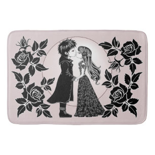 Tapis De Bain Gothique Emo Enfants Kiss Valentine's Day