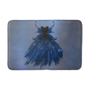 Tapis De Bain Gothique Fairy Navy Gown Fleur bleue de Cobalt p