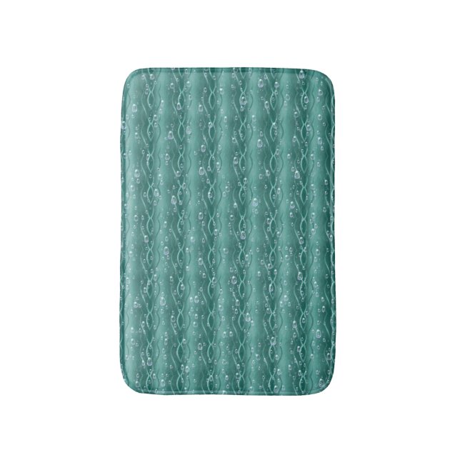 Tapis De Bain Gouttes de pluie sur métal vert (Devant (Vertical))