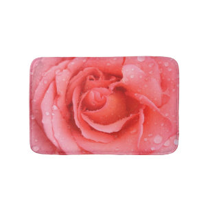 Tapis De Bain Gouttes d'eau de rose rouge romantique