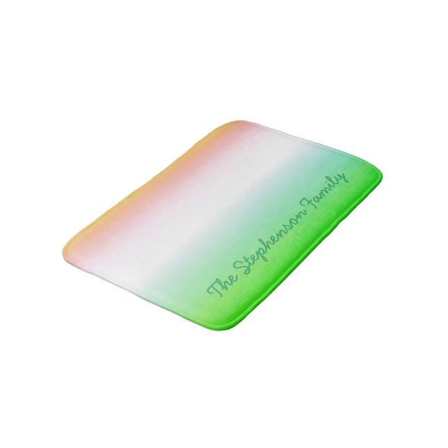 Tapis De Bain Gradient vert minty à blanc avec script vert (Angle)