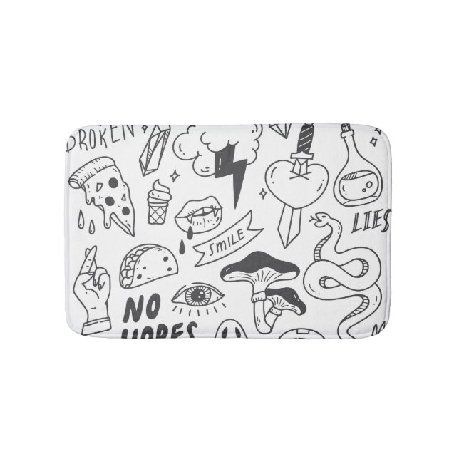 Tapis De Bain Graffiti mignon : Doodle Art Set. (Devant)