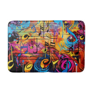 Tapis De Bain Graffiti Notes musicales Bath Mat