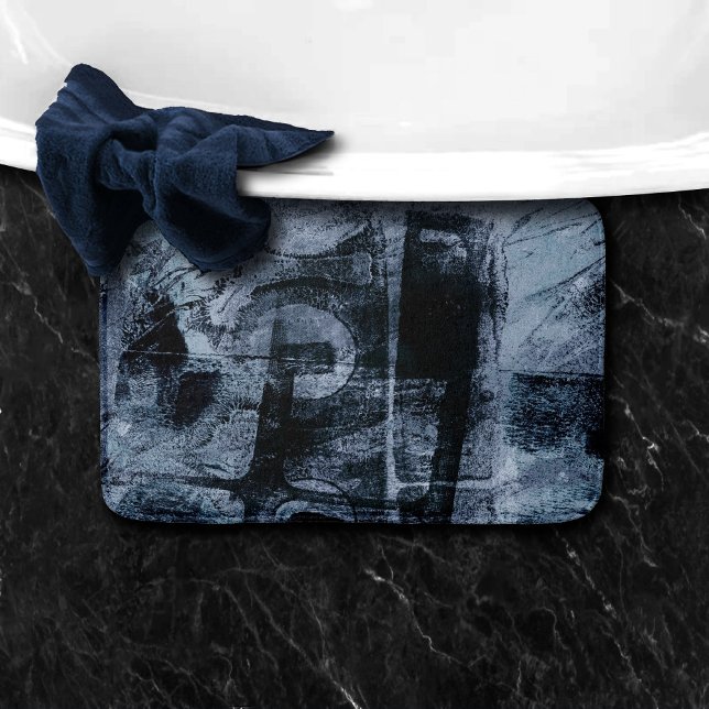 Tapis De Bain Graffiti peint Grunge | Dark Navy et Denim Blue (Créateur téléchargé)