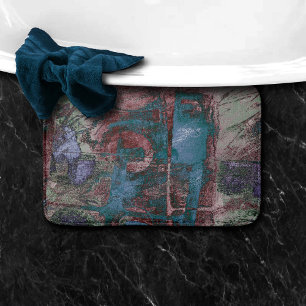 Tapis De Bain Graffiti peint Grunge   Taupe bleu rouille