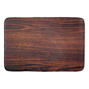 Tapis De Bain Graine de bois foncé en acajou   motif en bois bru