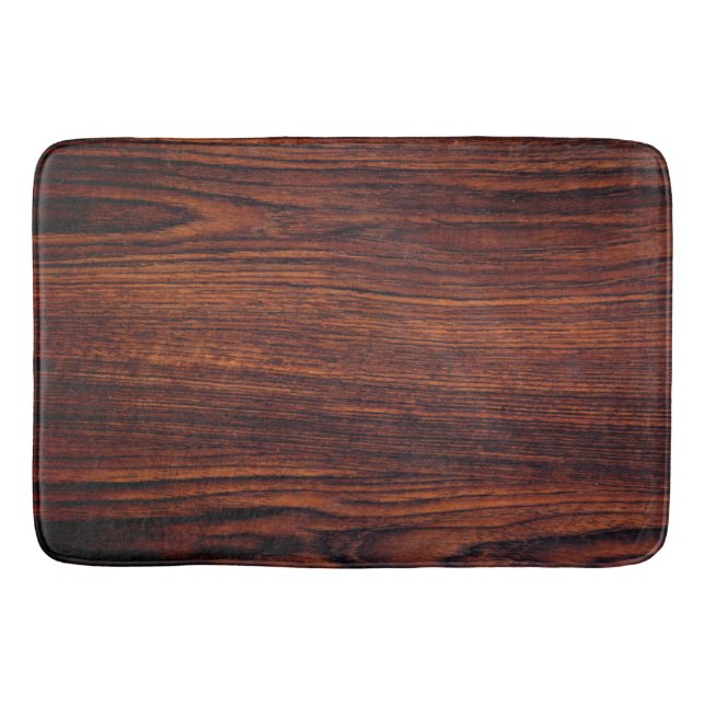 Tapis De Bain Graine de bois foncé en acajou | motif en bois bru (Devant)