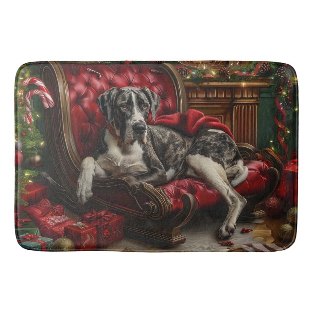 Tapis De Bain Grand Danois Fête de Noël (Devant)