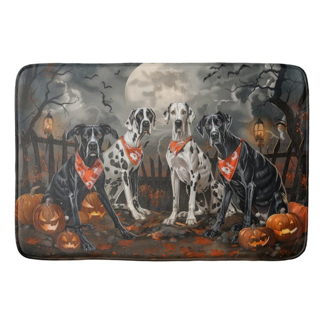 Tapis De Bain Grand Danois Halloween Effrayant (Devant)