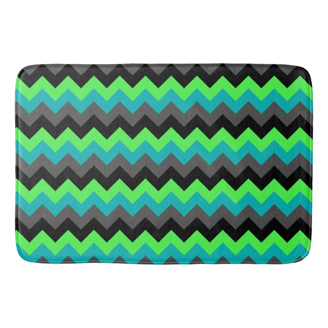 Tapis de bain grand format à chevrons dégradés noi (Devant)