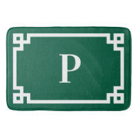 Grand monogramme à clé grecque blanche et vert cha