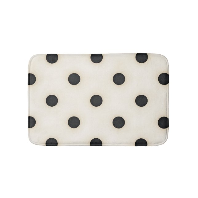 Tapis De Bain Grand Pois noir et blanc antique (Devant)
