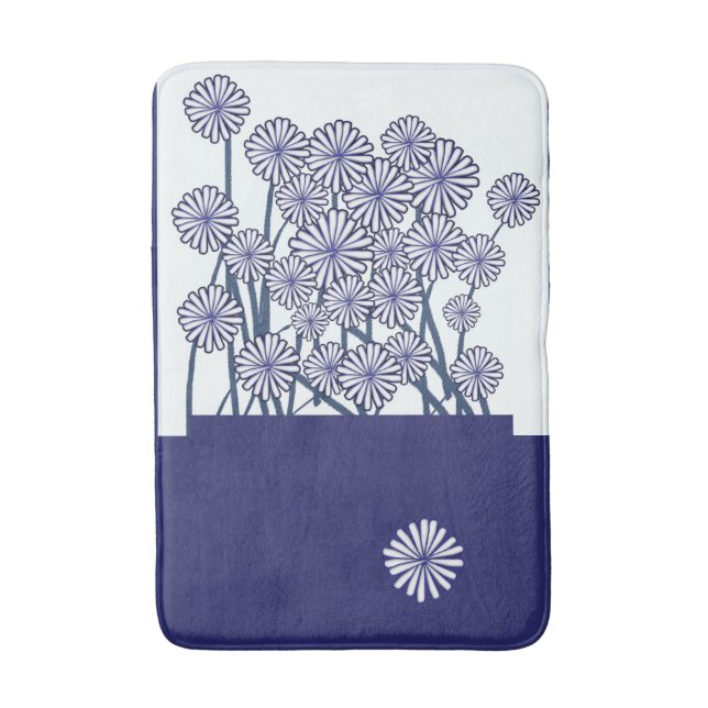 Tapis De Bain Grande Fleur Bleue (Devant (Vertical))