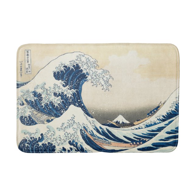 Tapis De Bain Grande vague au large de Kanagawa Hokusai Vintage  (Devant)