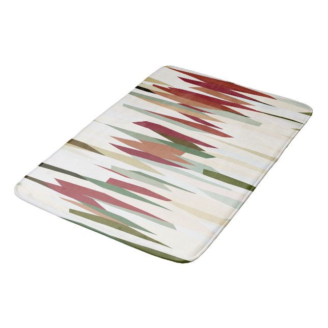 Tapis De Bain Grandes Abstraites vertes et rouges (Angle)
