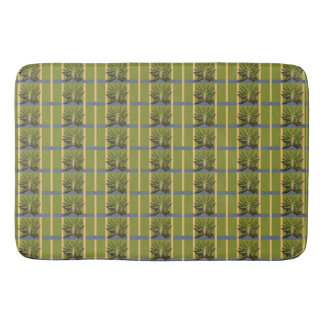 Tapis De Bain Grandes vertes et jaunes avec nappes bleues