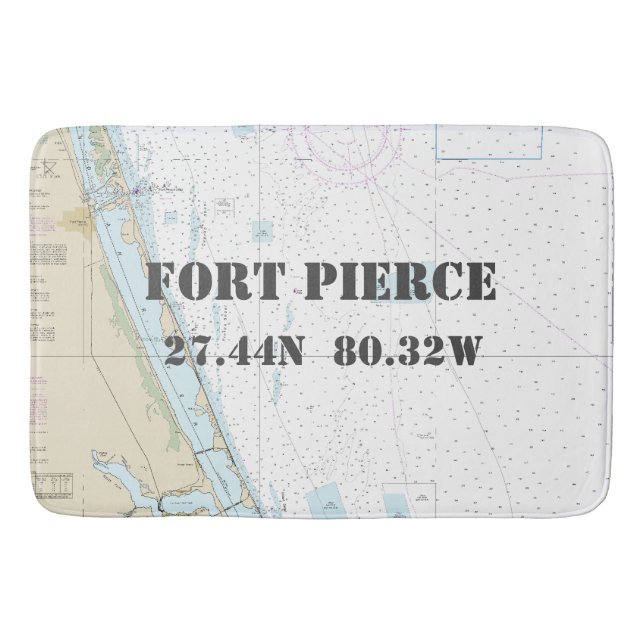 Tapis De Bain Graphique de latitude de longitude FL de Fort Pier (Devant)