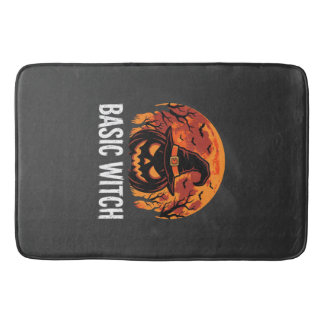 Tapis De Bain Graphique de lune de citrouille de sorcière de bas