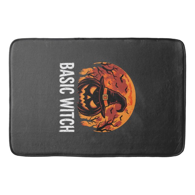 Tapis De Bain Graphique de lune de citrouille de sorcière de bas (Devant)