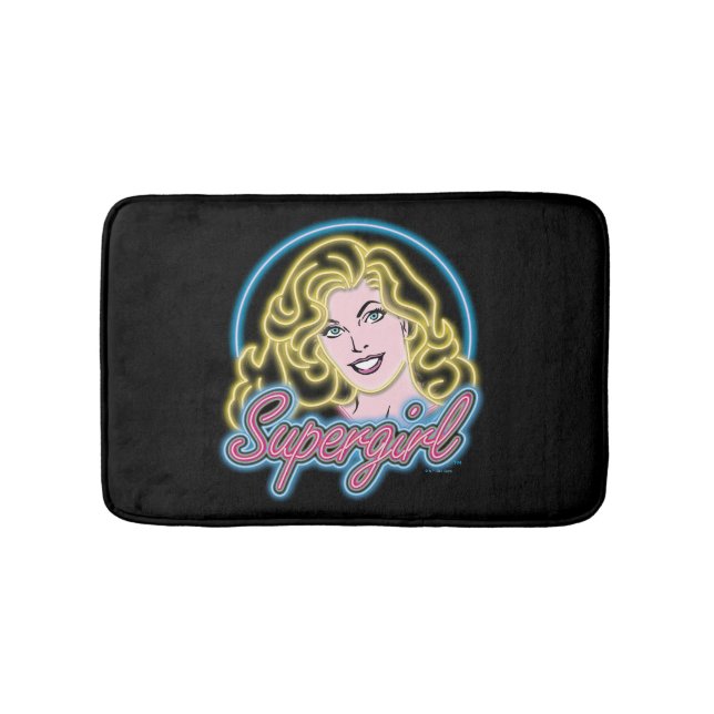 Tapis De Bain Graphique des lumières de Neon Retro Supergirl (Devant)