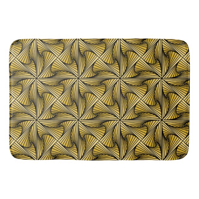 Tapis De Bain Graphique géométrique 3D spirale torse jaune (Devant)