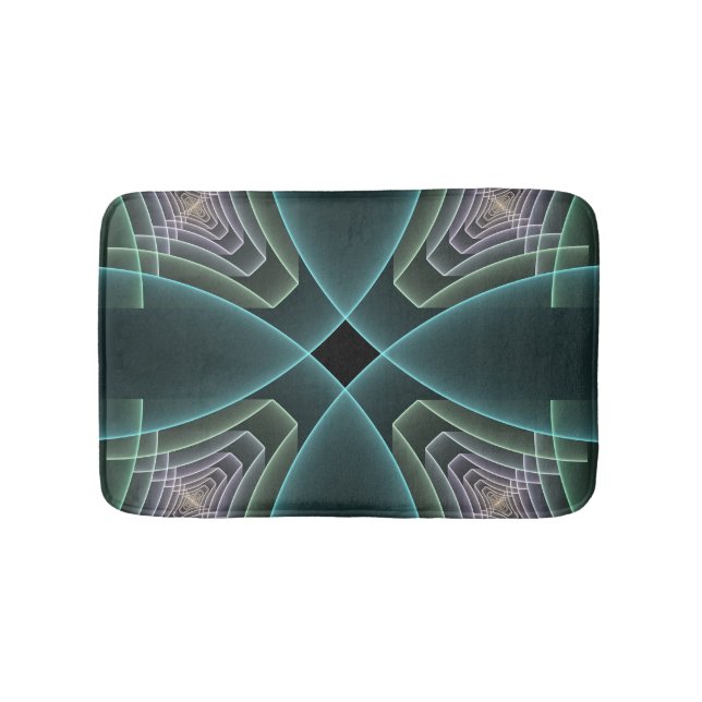 Tapis De Bain Graphique géométrique Turquoise moderne (Devant)