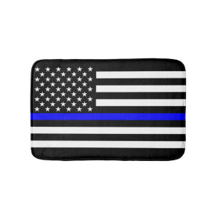 Tapis De Bain Graphique mince de Blue Line sur un drapeau des