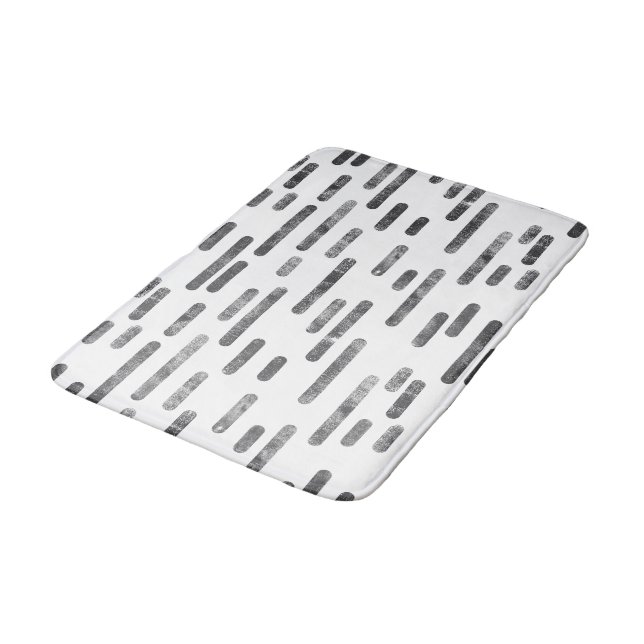 Tapis De Bain Graphique sur Motif de lignes arrondies blanches (Angle)