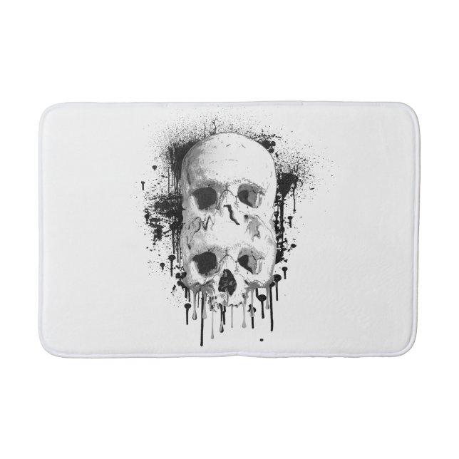 Tapis De Bain Graphisme de projection d'encre noire de crâne (Devant)