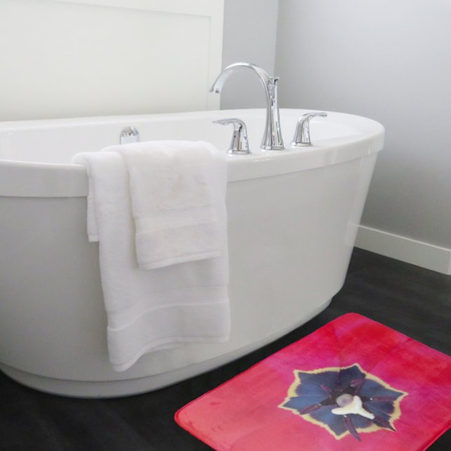 Tapis De Bain Gras Rouge Tulip Fleur Macro Nature Photographie (Créateur téléchargé)