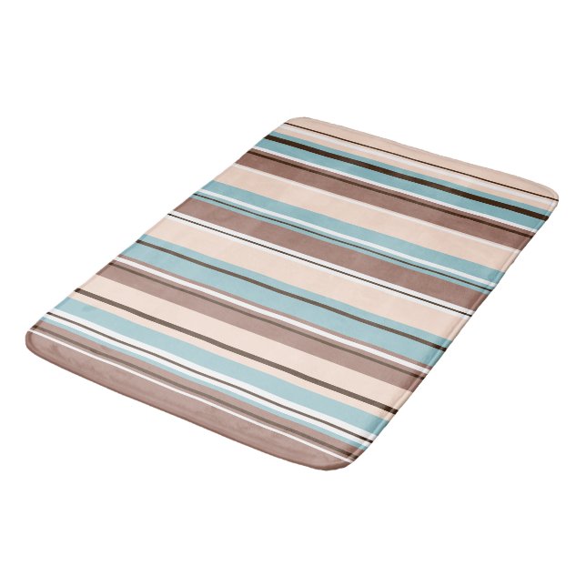 Tapis De Bain Gravure Design Vertical Browns Blue Cream & White (Angle)
