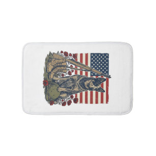 Tapis De Bain Gravure vintage commémorative patriotique Blue Hee
