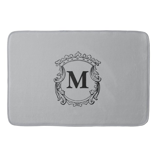 Tapis De Bain Gray Custom Monogram Crest (Devant)