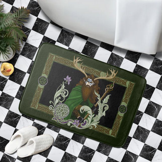 Tapis De Bain Green Celtic Antlers Man  (Créateur téléchargé)