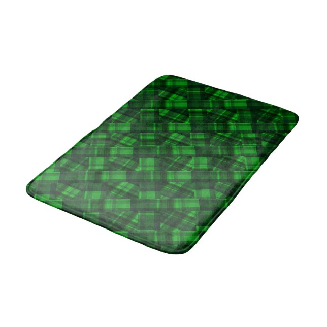 Tapis De Bain Green Crisscross Checked Tartan, (Angle)