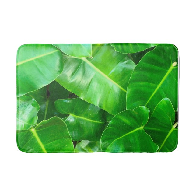 Tapis De Bain Green feuille Palm Leaf feuillage tropical jungle (Devant)