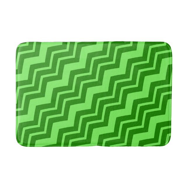 Tapis De Bain Green Zig Zag Chevron Design Motif (Devant)