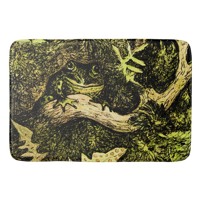 Tapis De Bain Grenouille Art Nouveau hollandaise dans l'arbre (Devant)