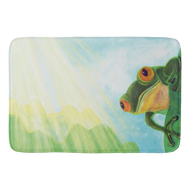 Tapis De Bain Grenouille verte attrapant quelques rayons (Devant)