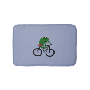 Tapis De Bain Grenouille verte drôle montant une bicyclette