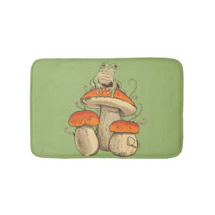 Tapis De Bain Grenouille vintage aux champignons Cottagecore