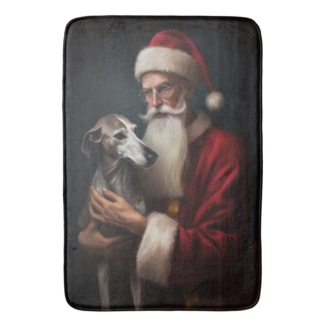 Tapis De Bain Greyhound avec Noël Festif du Père Noël (devant Vertical)