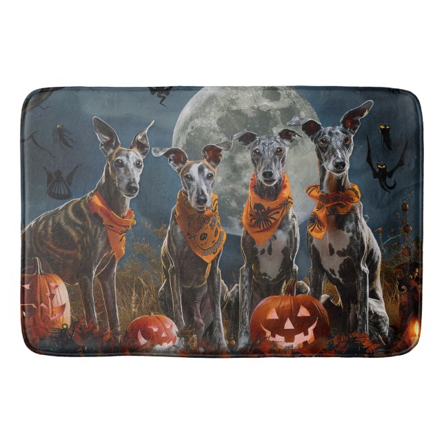 Tapis De Bain Greyhound Halloween Éffrayant (Devant)