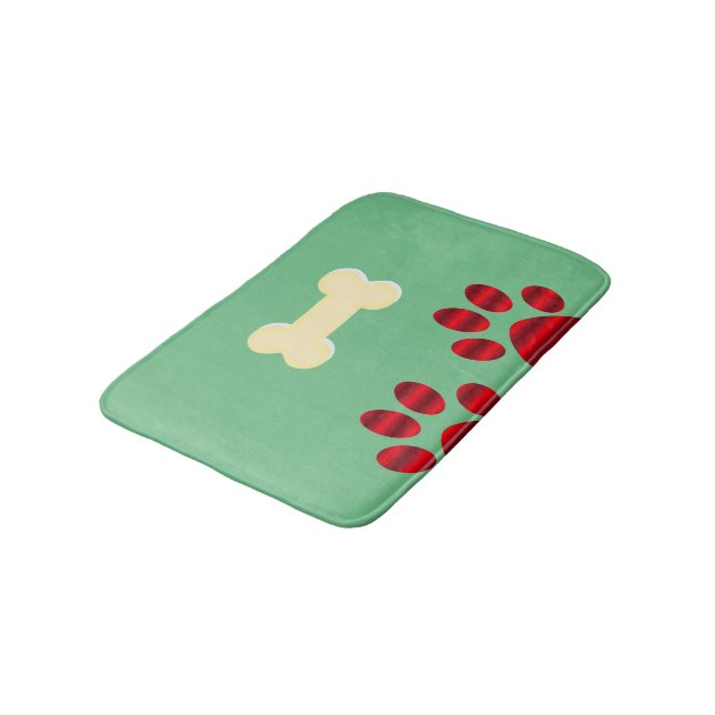 Tapis De Bain Griffe rouge dégradé avec os de chien (Angle)